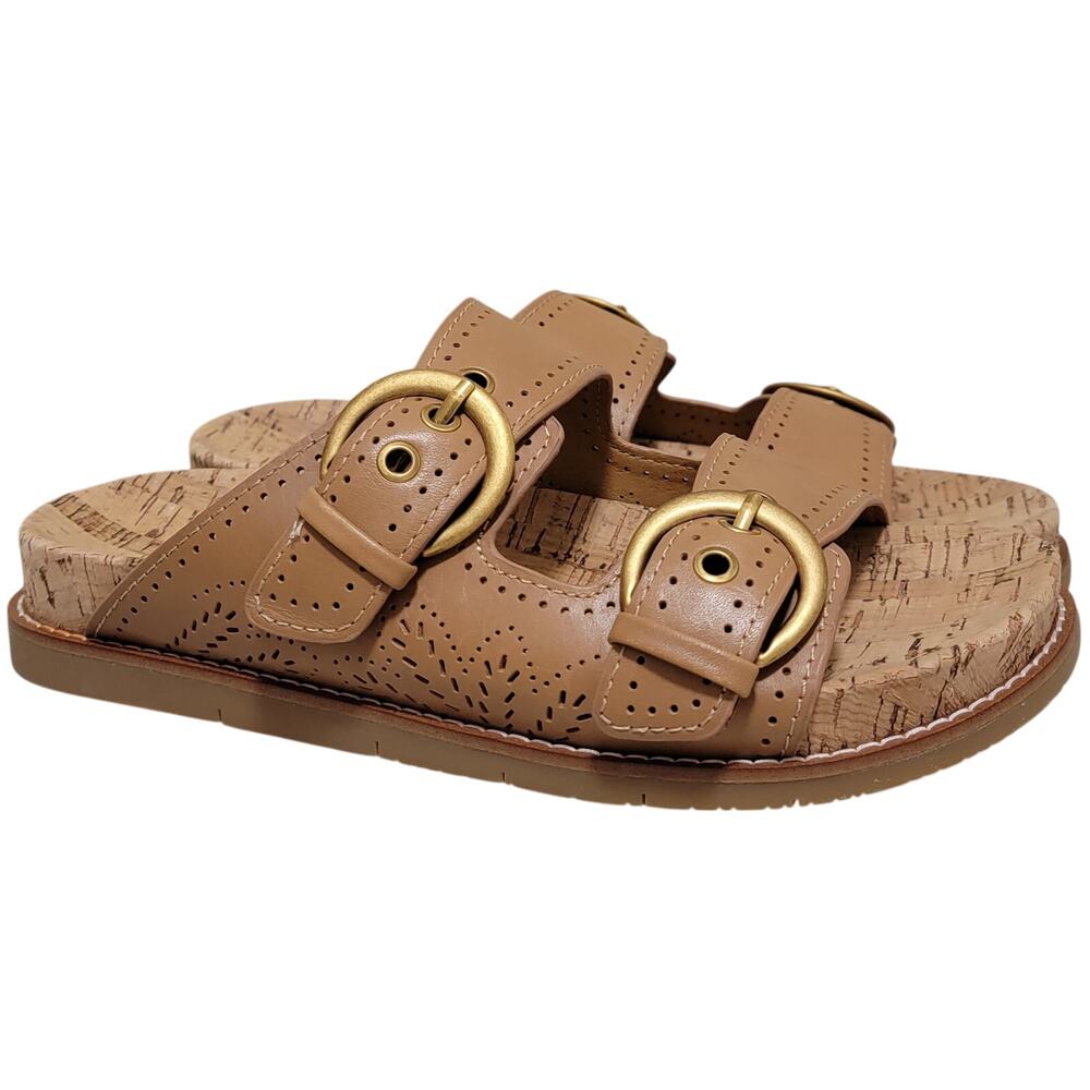 Earth Women Francii Double Strap Footbed Slide Sandals Size US 7M Dark Natural
